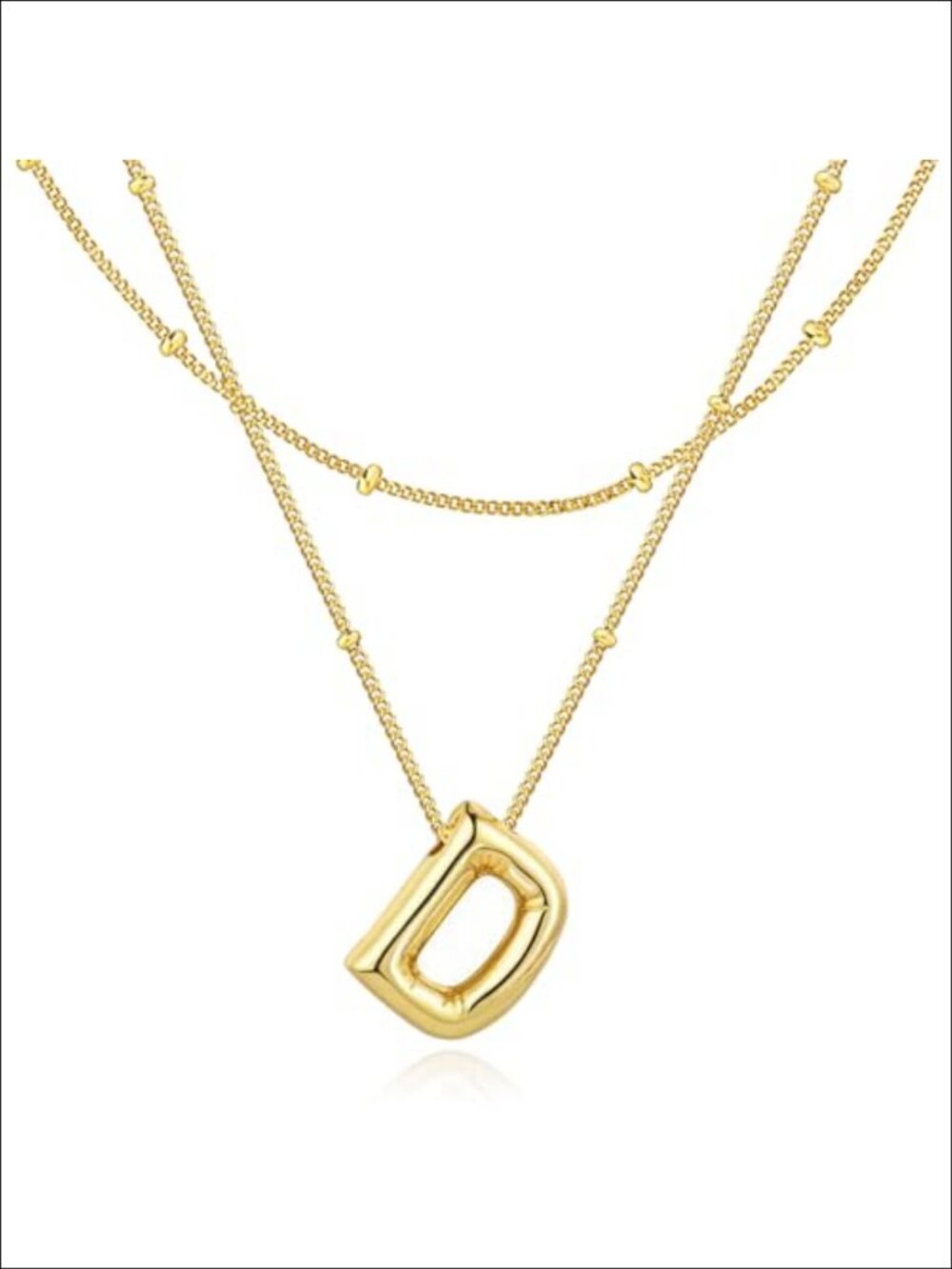 14k Gold Plated Bubble Letter Pendant Necklace Adjustable Initial Jewelry